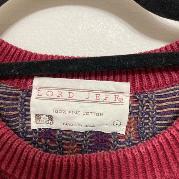 Vintage Red Geometric Print Grandpa Sweater - Size L - Picture 3 of 5